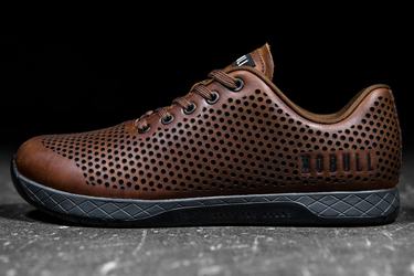 Nobull Leather Women's Trainers Coffee | Australia (OC4875)